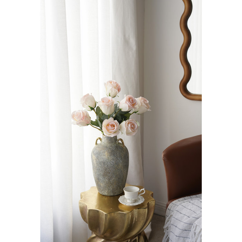 D7x11" Ceramic Accent Vase With Textured Gray Finish