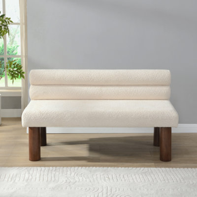 Banc de salle à manger rembourré, bout de lit, banc d'entrée, repose-pieds Boucle pour salle à manger, chambre à coucher, salon, pieds en bois d'hévéa