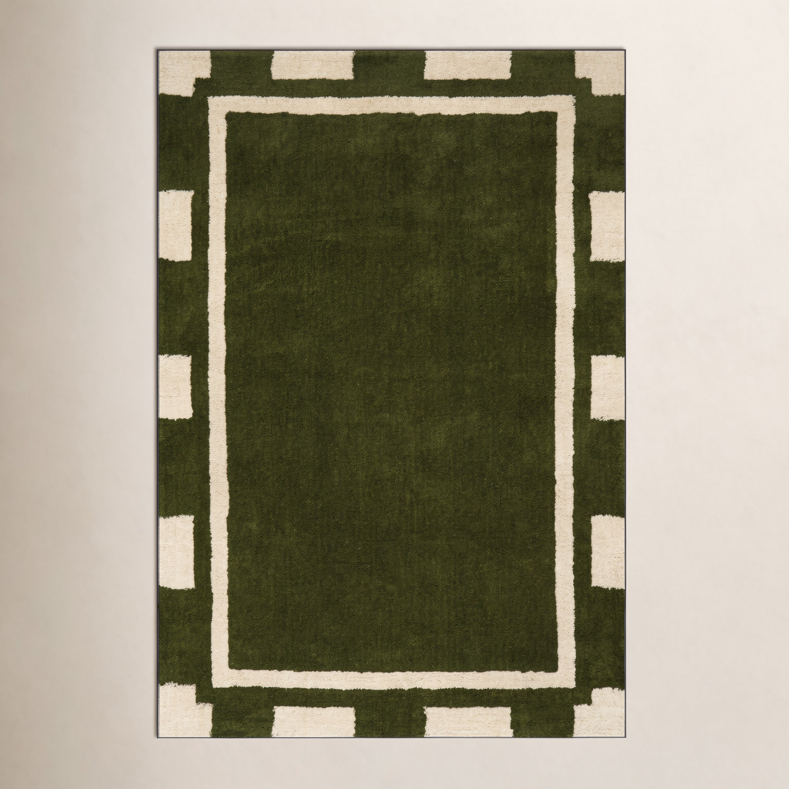 Bordered Hand-Tufted Rug, Rectangle 6' x 9'