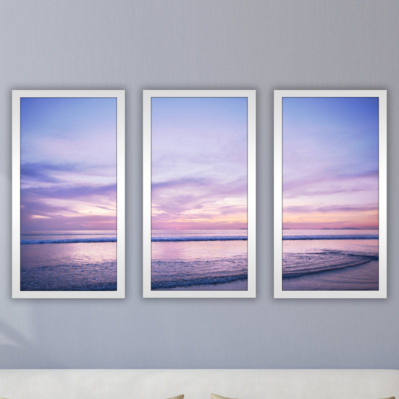 " Purple Waters " 3 - Pieces, 33.5" H x 52.5" W x 1" D