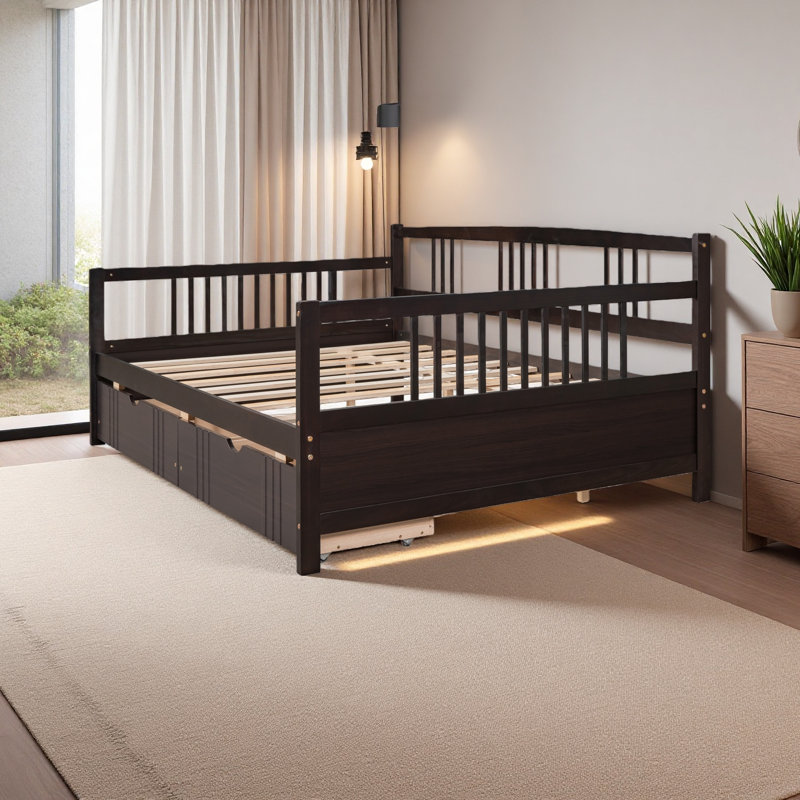 Full Size Daybed Wood Bed With Two Drawers, Full/Double, Espresso