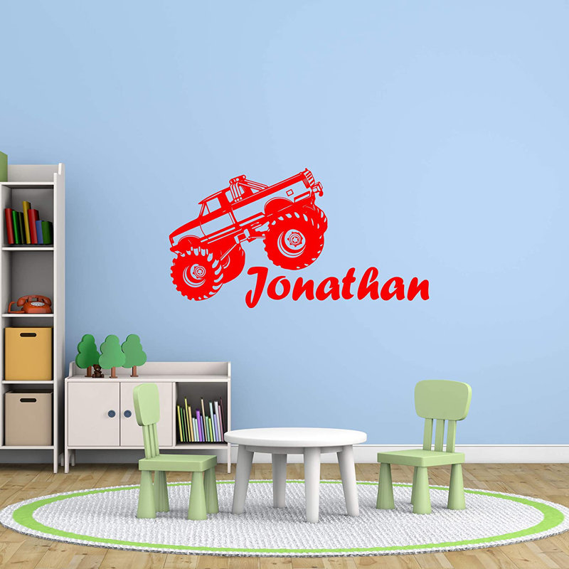 Adhésif décoratif grand camion personnalisé, H 23 po x l 46 po, Rouge