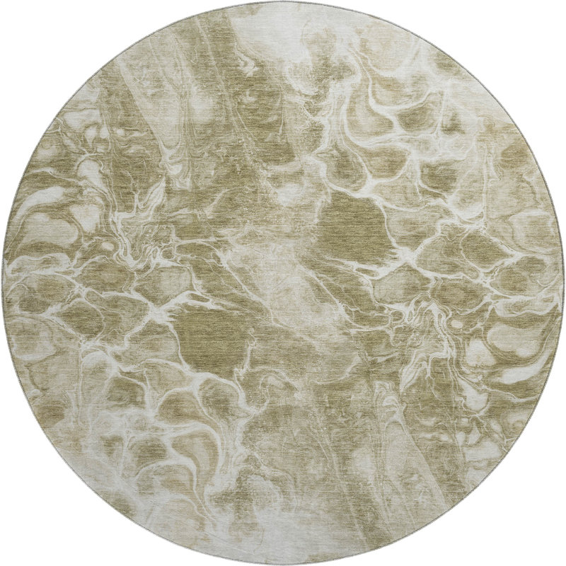 Premium Machine Washable Mayfield AMF1936 Abstract Rug, Round 8'