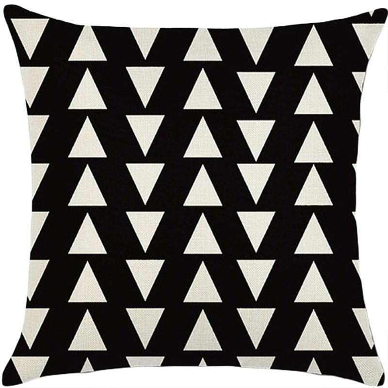 (With Or Without Inserts) Set of 2 Square Geometric Pattern Pillows, Black, Throw Pillow