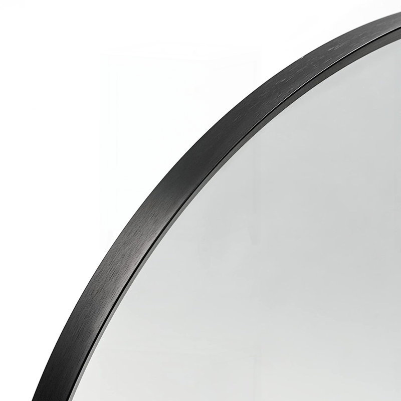 24X32 Inch Metal Framed Arched Bathrrom Mirror, Black, 32" x 24"