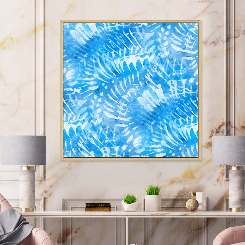 «Blue Whirling Snowflakes», reproduction sur toile, Cadre flottant en érable, H 30 po x l 30 po x P 1 po