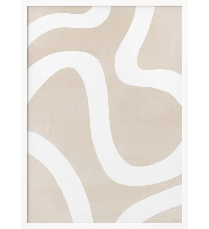 "Squiggly Abstract Art", art mural texturé encadré, Cadre blanc, H 14 po x l 10 po