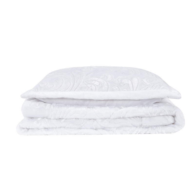 Whitt Polyester Bedspread with Pillow Shams Included, White, 255 x 275cm Bedspread + 2 Pillow Shams