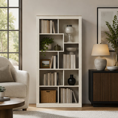 Bibliothèque autoportante facile à assembler avec sangles anti-basculement, organisateur de rangement classifié pour salon, chambre, bureau à domicile
