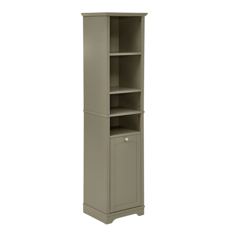 Armoire de rangement pour salle de bain de 64 po de hauteur pour petit espace, armoire sur pied pour salle de bain, bureau à domicile, 4 tablettes réglables et panier à linge, espace de rangement pour les vêtements cachés