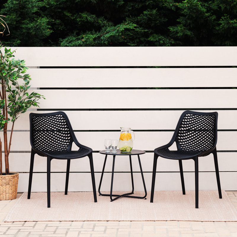 Arisbel Stacking Patio Dining Dining Chair, Black