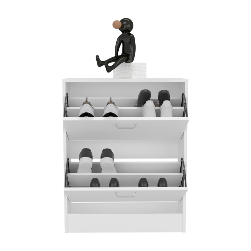 Range-chaussures avec tablettes réglables, rangement moderne, Blanc
