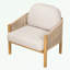 Fauteuil club d'extérieur en bois avec coussin-1028582229