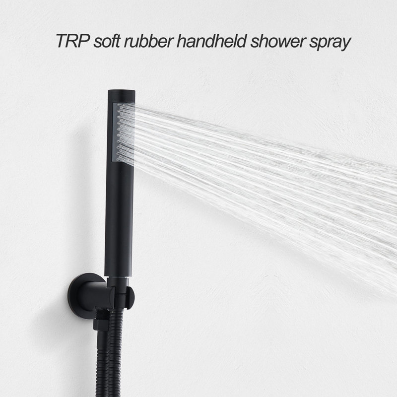 Système de douche complet avec valve brute, Noir