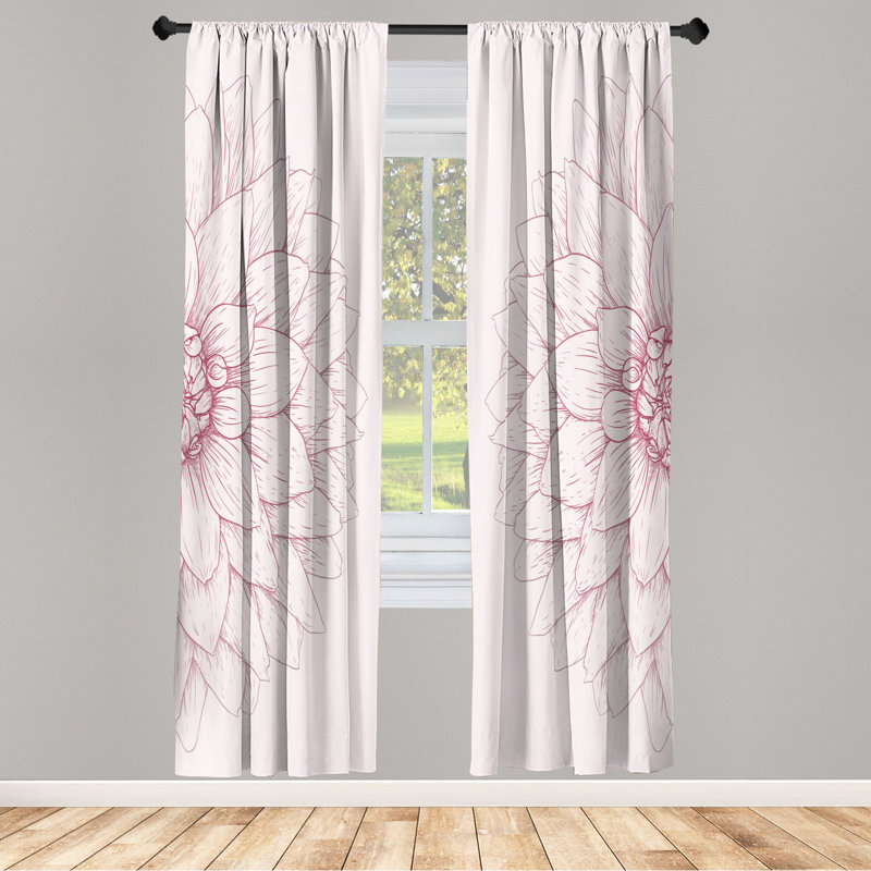 Microfiber Floral Semi-Sheer Rod Pocket Curtain Panels, 28" W x 95" L, Light Pink/Light Purple