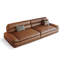 Canapé modulaire brun en cuir véritable-1021860789
