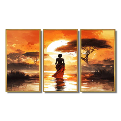 Orange African Journey In The Sahara Desert XI - Africa Landscape Wall Decor Set