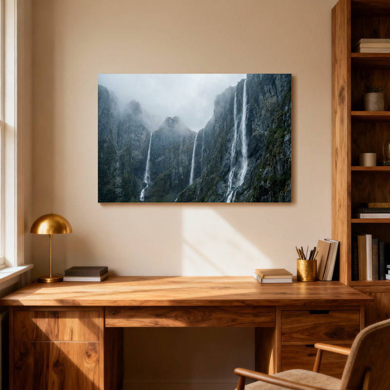 Paysage et nature Chutes d'eau des montagnes brumeuses, H 20 po x l 30 po