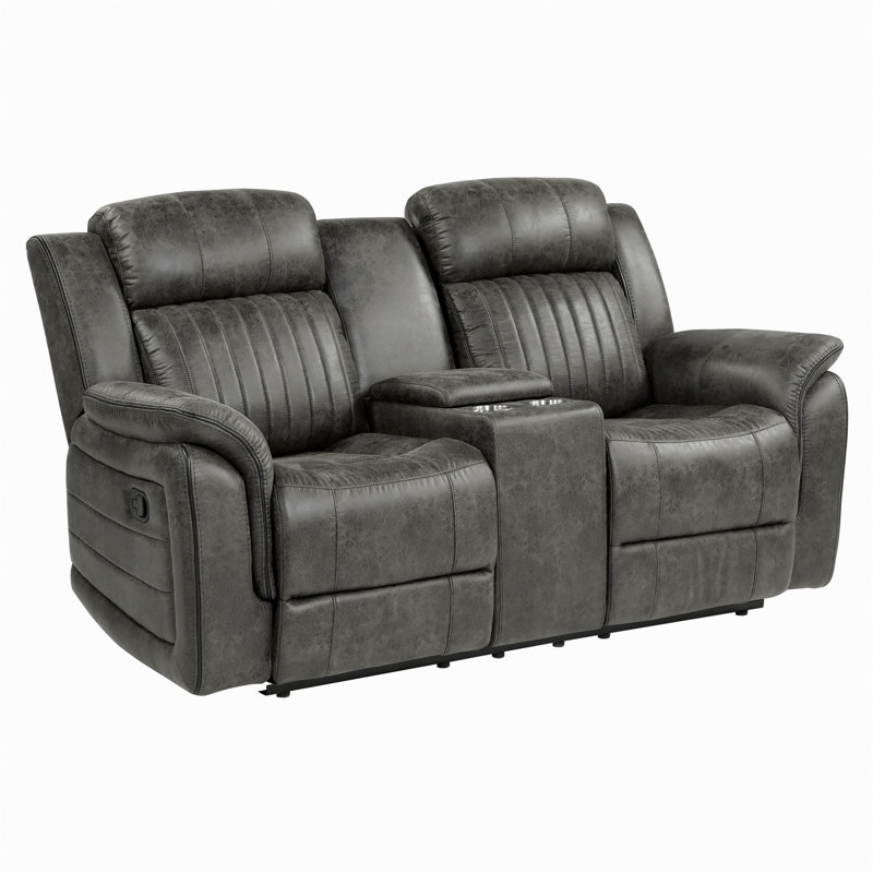 Speidel Reclining Loveseat with Console, Gray Microfiber/Microsuede