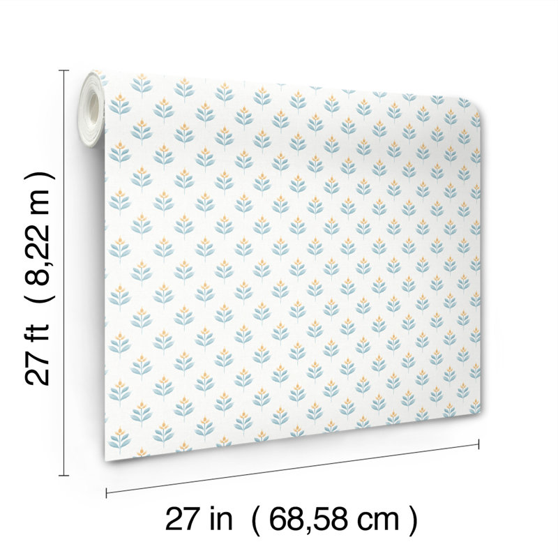 Papier peint floral sarcelle Serene Villa, Sarcelle
