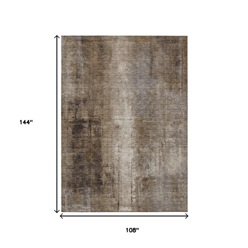 Tapis intérieur lavable abstrait 9 pi x 12 pi brun et ivoire