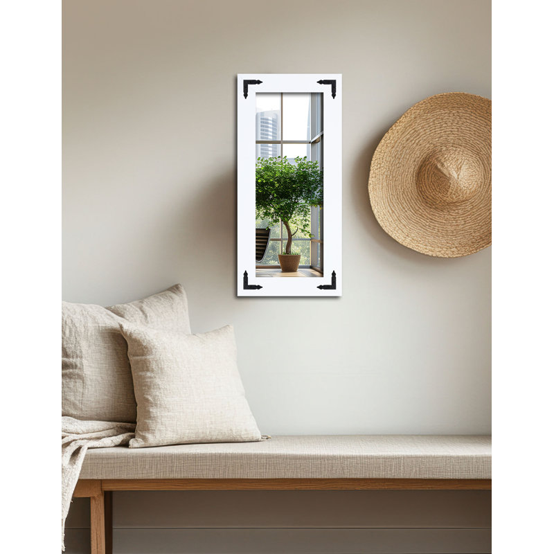 Heavner Flat Wall Mirror, 29.5" H x 13.5" W, White