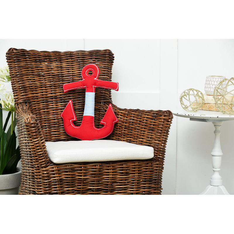 Anchor Shaped Applique and Embelishe Throw Pillow
