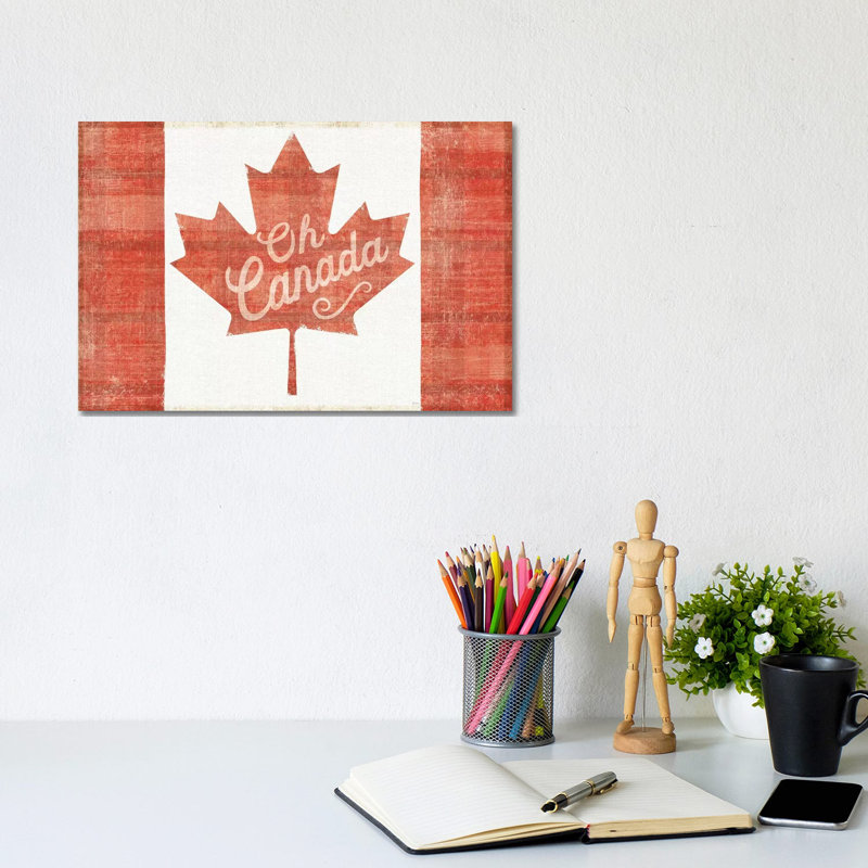 Oh Canada Flag by Sue Schlabach - Wrapped Canvas Painting, 20.32cm H x 30.48cm W x 1.905cm D