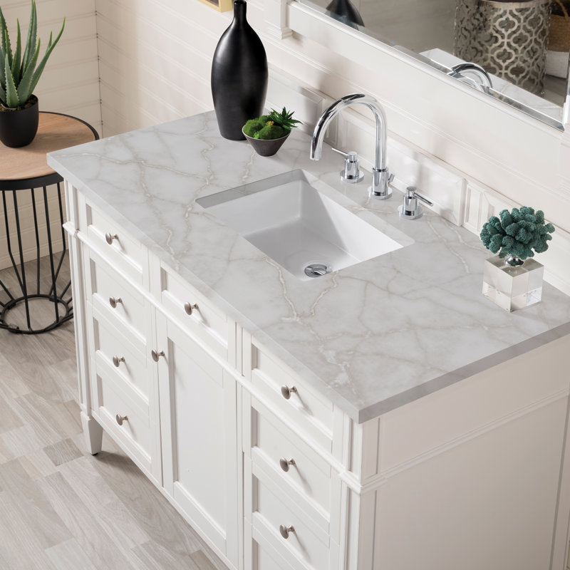Brittany 48'' W Single Vanity, Bright White, Victorian Silver