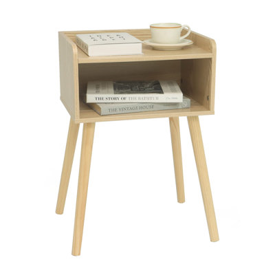 Nightstand, Mid Century Modern Side Table Bedroom With Storage, Small End Bedside Table With Solid Wood Legs For Living Room, Office Small Spaces (bro by George Oliver