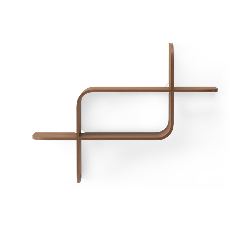 Elias Light Walnut Rubberwood Modern Wall Shelf