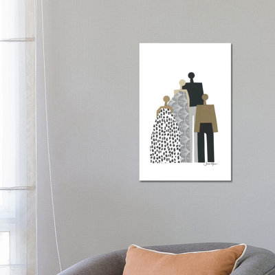 Biracial Family Portrait by LouLouArtStudio - Wrapped Canvas Print