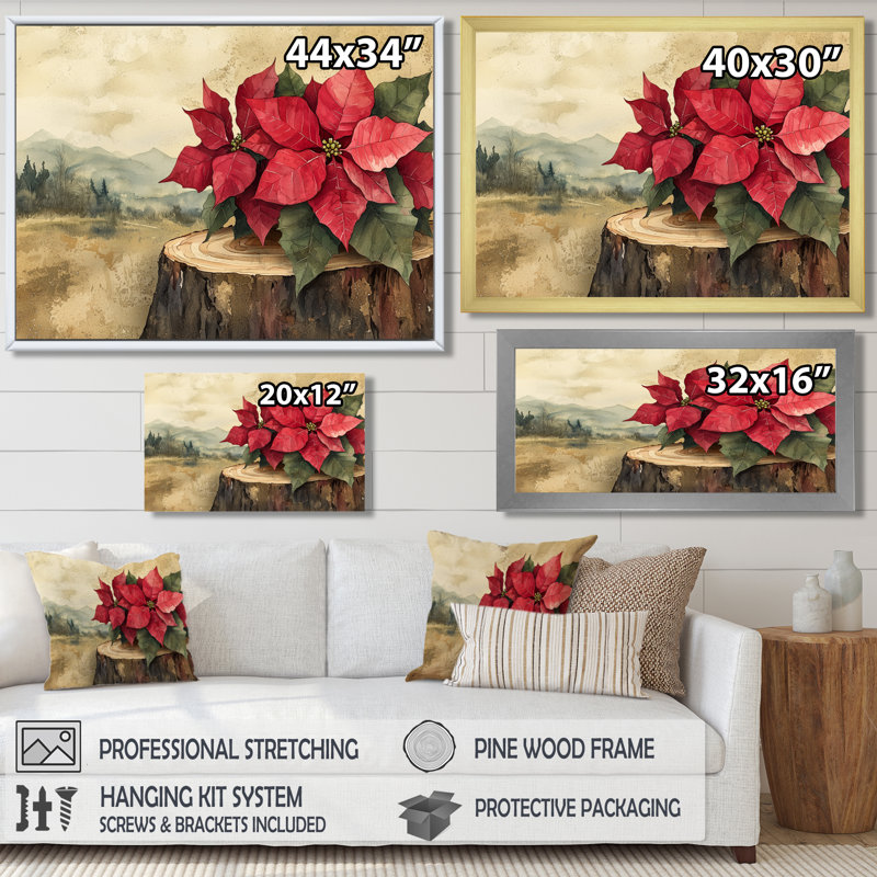 Gerius - art mural floral, H 12 po x l 20 po, Toile tendue
