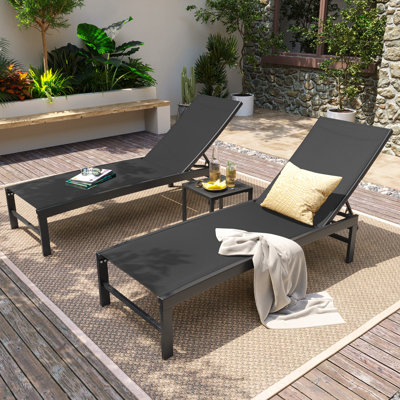 Esko Metal Outdoor Chaise Lounge Set with Table by Latitude Run