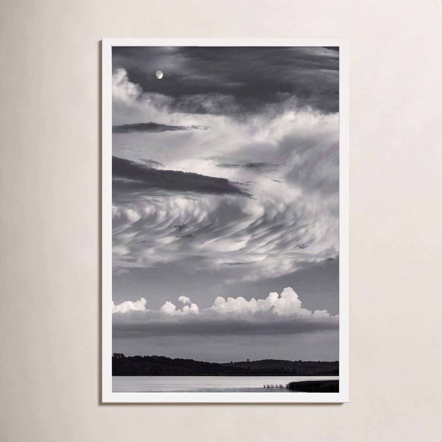 Garden Sign "Island Lake Moon" Print, White, 38" H x 26.5" W x 1.25" D