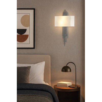 2-Light Chrome Rod Wall Sconce With A White Shade