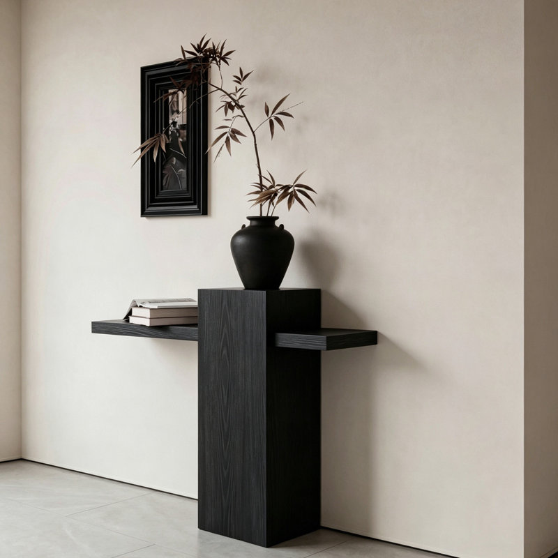 Console en bois massif de style médiéval., H 31,5 po x l 70,8 po x P 11,8 po