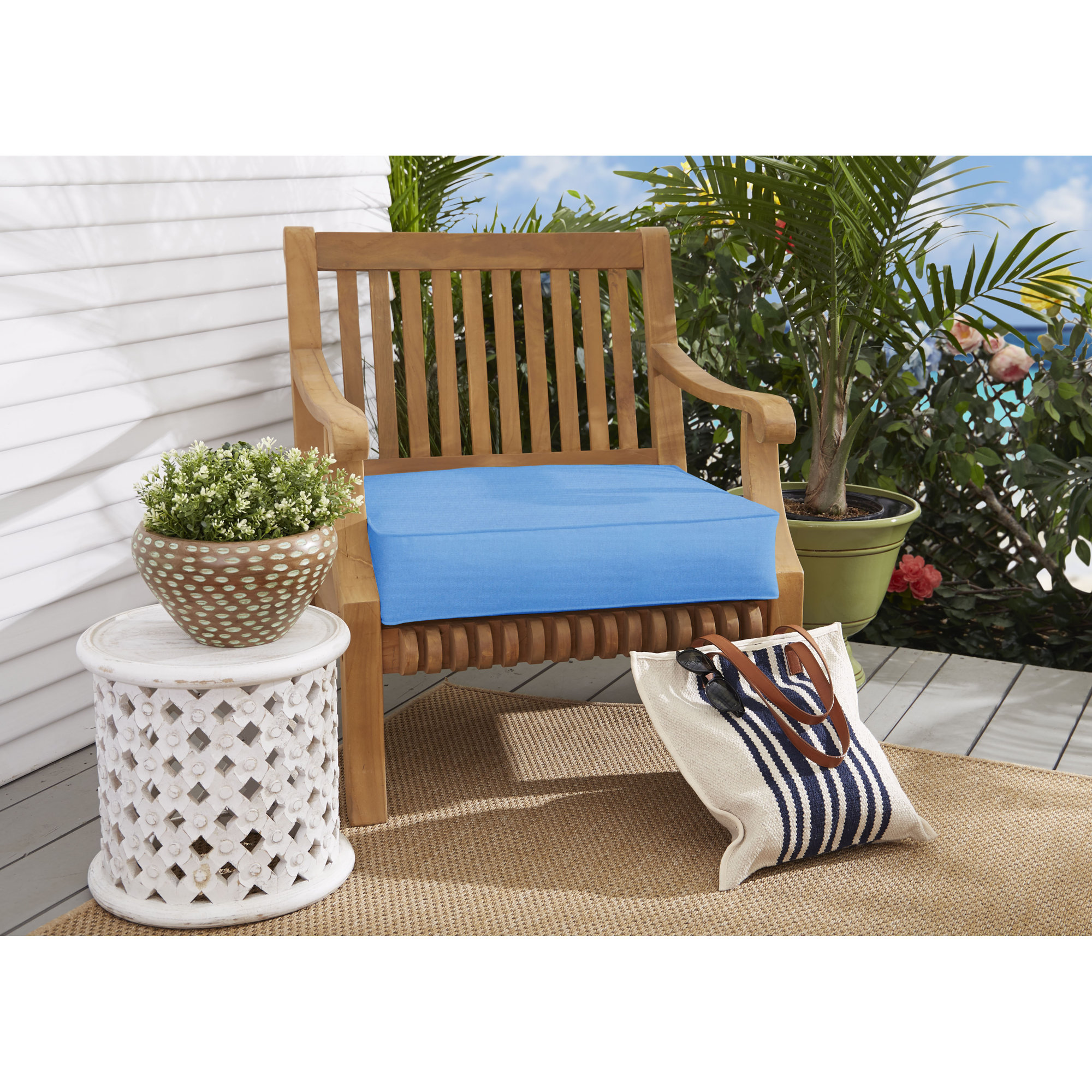 Outdoor Sunbrella Dining Chair Cushion, 5" H x 22.5" W x 22.5" D, Sunbrella - Canvas Capri