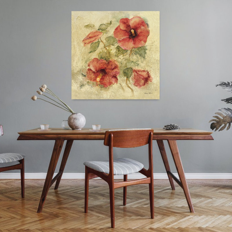 Hibiscus doux I, art tropical traditionnel, fleur d'hibiscus rétro, H 32 po x l 32 po