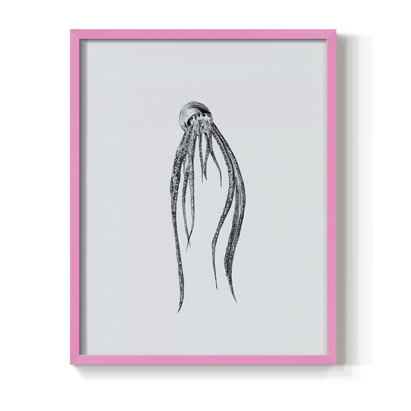 Marine Life I, reproduction encadrée - bois massif, Rose, H 10 po x l 8 po
