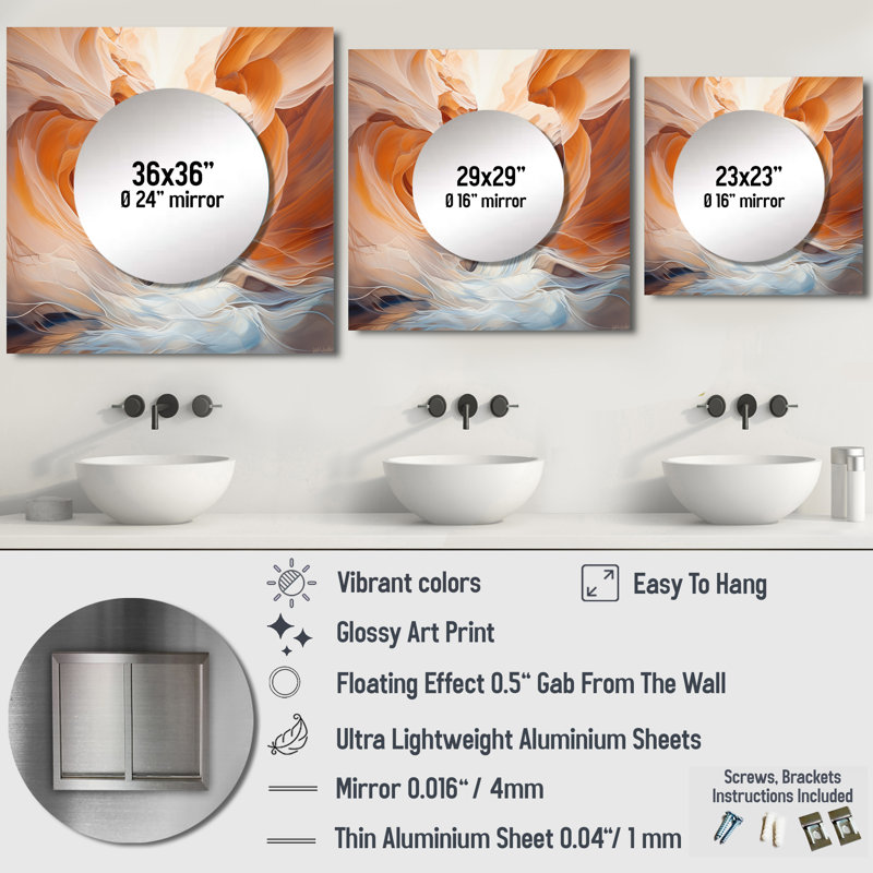 Gray mural - miroir mural Canyon Antelope, 23 po x 23 po