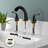 8" Widespread Double-Handle Stainless Steel Bathroom Faucet with Pop-Up Drain Assembly in Matte Black