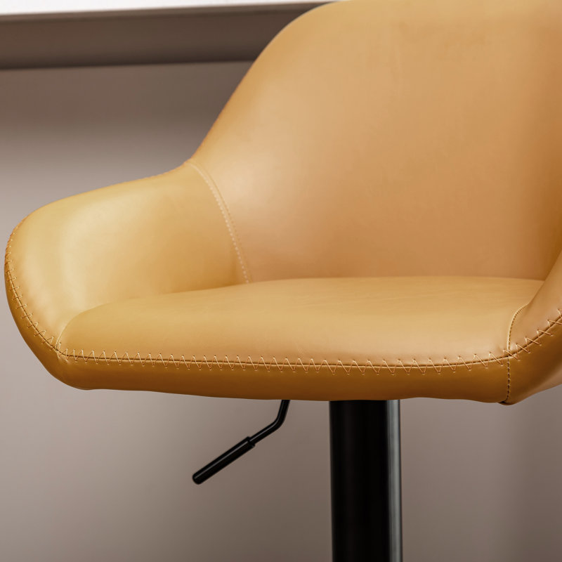 Tabouret de bar pivotant à hauteur réglable Thibodeaux, Jaune moutarde