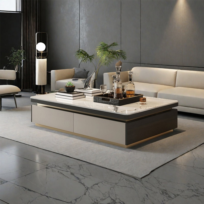 Table rectangulaire légère et luxueuse, H 15,7 po x L 55,1 po x l 27,6 po, Noir / blanc