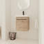 Meuble-lavabo mural 18 po avec lavabo en céramique et porte d'armoire à fermeture en douceur, pour petite salle de bain-745914221