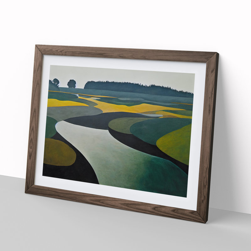 Lake View - Framed Print, 25cm H x 34cm W, Walnut Framed