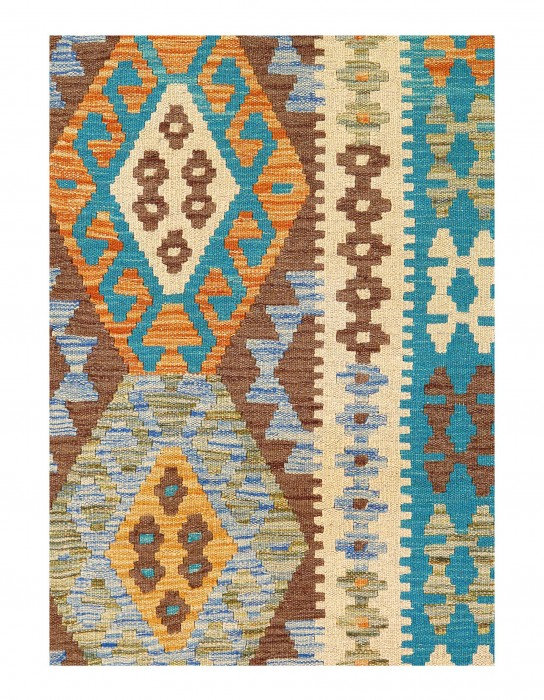 Chamniss Flatweave Wool Abstract Area Rug in Gold