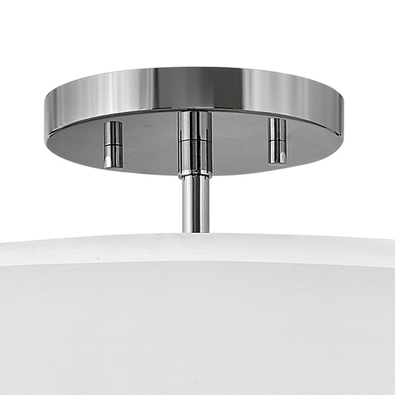 Graham Three-Light Semi-Flush Mount Ceiling Light w/ Faux Parchment Shades, Polished Nickel
