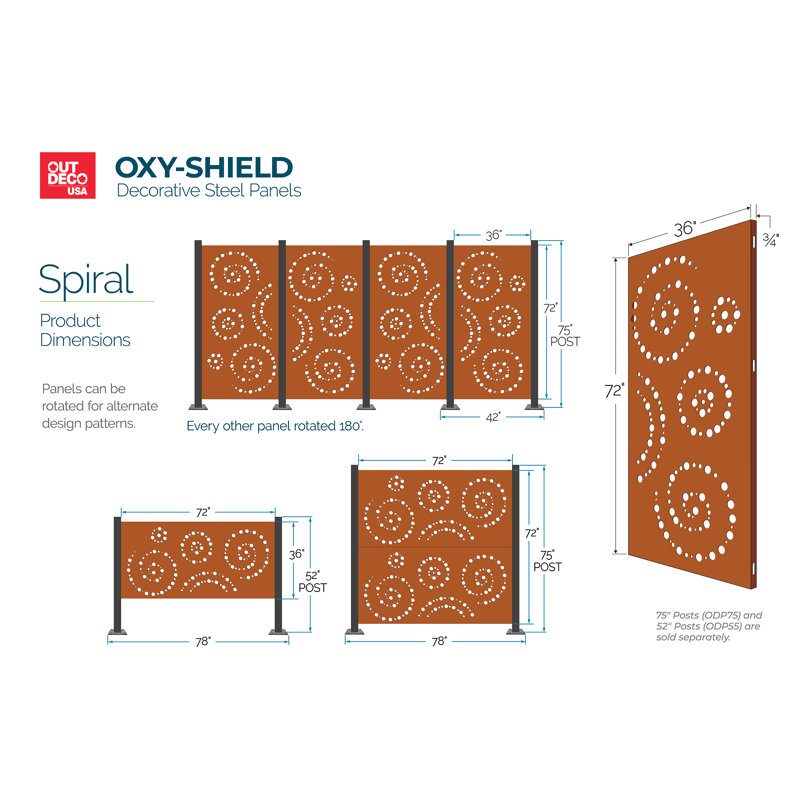 Rustic Spiral Decorative Corten Steel Screen Panel