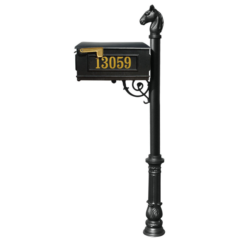 Lewiston Aluminum Post Mounted Mailbox, Black